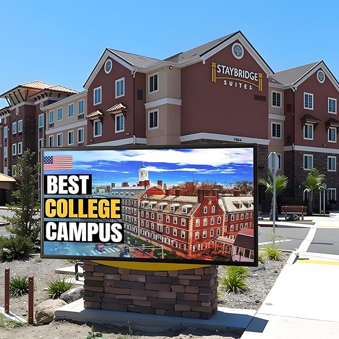 P5 Outdoor Full-Color LED Scrolling Display 65"x34" IP65 Waterproof Programmable LED Sign High Brightness, Smart WiFi and USB Control Commercial Advertising Screen for Video & Image