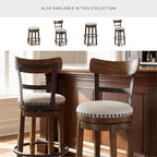 Signature Design by Ashley Valebeck Rustic Farmhouse Swivel Bar Stool – 24.5″ Counter Height, 360° Swivel Metal & Wood Frame, Polyester Upholstery – Brown