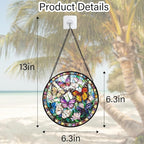 Stained Glass Window Hanging, Colorful Butterfly Suncatcher for Doors Home Sun Catchers Decoration and Christmas, Mother's Day Birthday Gifts for Women, Men, and Mom 6.3 in