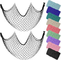 ZUEXT Decorative Fishing Net 80x40 Inch, 2 Pack Large Black Picture Fish Net, Wall Photo Hanging Fishnet for Nautical Mermaid Pirate Ocean Themed Hawaii Beach Under The Sea Party Decorations