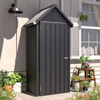 AECOJOY Outdoor Storage Cabinet Waterproof with Adjustable Shelves, Vertical Tall Storage Shed with Lockable Door, All Weather Mental Sheds & Outdoor Storage Clearance for Outside in Dark Grey