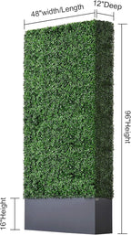 AGPL Upgraded Artificial Boxwood Hedge Wall with Dark Grey Stainless Steel Planter Outdoor Backdrop Privacy Screen,Patio,Balcony,Restaurant,Garden,Party Décor (96" Height 48" Width 12" Deep)