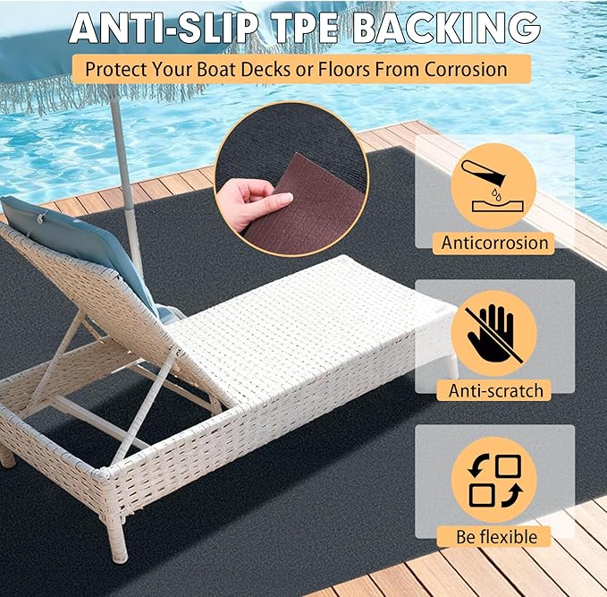Marine Carpet,5 FT x 20 FT Dark Gray Indoor Outdoor Carpet 0.2" Thick Boat Carpet with Water-Proof TPE Backing, Non-Slide Outdoor Marine Carpet Roll for Home, Patio, Porch, Deck