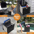 Inspired Living Ultra-Slim Rolling Collapsible Storage Pack-N-Roll Utility-carts, with Telescopic Handle, for Home, Garden, Shopping, Office, School use, Medium, White & Black
