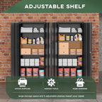 Greenvelly Metal Storage Cabinet with Wheels, 73" Black Lockable Rolling Storage Cabinets with Doors and 4 Adjustable Shelves, Large Steel Cabinet for Garage, Office, Home, School