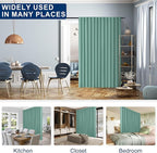 Hiasan Patio Sliding Room Divider Door Curtains - Extra Wide Privacy Room Thermal Insulated Blackout Curtain with Back Tab & Rod Pocket for Bedroom Partition(100 x 108 Inches, Sage Green)