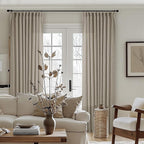 Extra Wide Curtains 90 Inches Long 60 Inch Width for Living Room Bedroom Light Filtering Semi Sheer Farmhouse Pleated Curtain Hooks Rings for Patio Sliding Door Large Window Burlywood Taupe 1 Panel