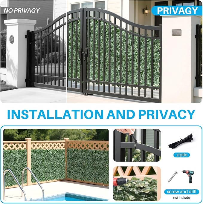 Patio Paradise 3'x28'-1Pc Faux Ivy Fence Privacy Screen Artificial Greenery Wall Backdrop,Fake Grass Wall Panels for Outside Apartment Balcony,Vine Leaf Decor for Outdoor Patio Chain Link