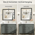 40x36 Inch Black Bathroom Mirror for Wall, Thick Metal Framed Rectangle Mirrors for Over Sink, Bedroom, Living Room, Entryway, Anti-Rust, HD Tempered Glass