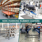8'' × 2'' Caster Wheels, Heavy Duty Industrial Casters Set of 4 Rubber Wheels, Load 4000lbs Capacity, Casters for Cart Dolly Toolbox Trolley (4 Rigid)