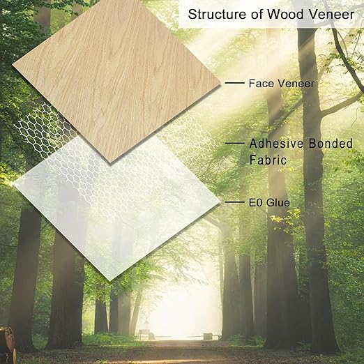 GSCIT Club 20 PCS Oak Wood Veneer, 12 inch x 12 inch Wood Edge Banding Pre-glued Flexible, Veneer Tape Banding for Cabinet Repair Furniture Restoration