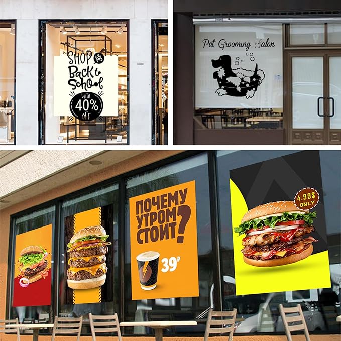 Custom Business Window Film, Custom Signs, Business Windows Graphics Decal, Personalized Frosted Window Advertising Sticker, Design Photos and Text Window Film 24 x 79in