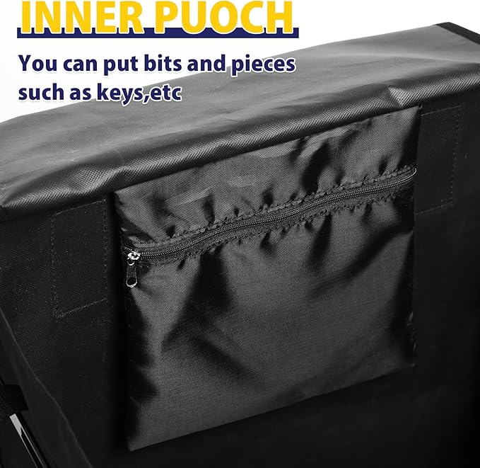 Waterproof Shopping Cart Liner with Cover (Without Carts) 14.7" X 13.2" X 20" Square Bottom, Fits Folding Shopping Trolley, Cover and Adjustable Straps for Easy Secure Attachment (Black