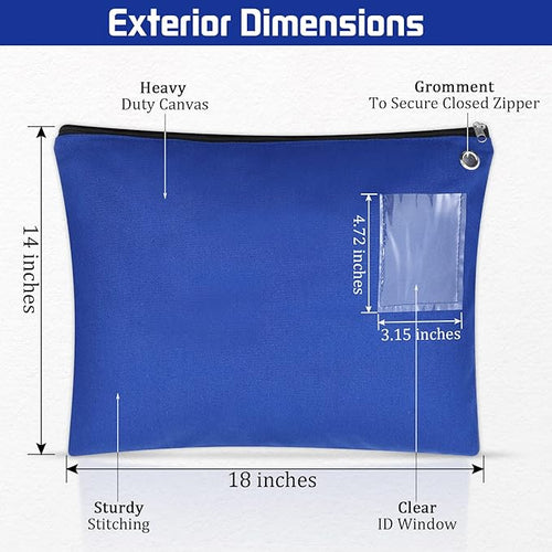 10 Pcs Interoffice Mailer Canvas Transit Sack Zipper Bag 18" x 14" Large Zipper Pouch with Grommet Interoffice Mail Bag (Blue)