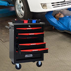 6 Drawers Tool Cart on Wheels with Stainless Steel Worktop, Heavy Duty Mobile Rolling Drawer Tool Chest with Locking Wheels & Lockable Drawers, Garage Tool Storage Cabinet (Black, 6 Drawers)