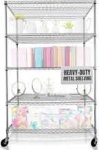 4000 LBS Heavy Duty Metal Shelving Unit – 36x18x76 NSF 5-Tier Wire Rack with Wheels, Adjustable Garage Storage Shelves, Chrome Wire Shelving for Kitchen, Warehouse, Bakers Rack – Crescent