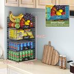 JKsmart 4 Pack XXL Stackable Wire Baskets with Handles for Pantry Storage and Organization,Fruit and Vegetable Basket with Name Plates,Metal Storage Bins for Snack Can Fruit Veggies