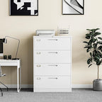 Lateral Filing Cabinet,4 Drawer File Cabinet with Lock,Office Lateral File Cabinets for Legal/Letter A4 Size,Require Assembly, White