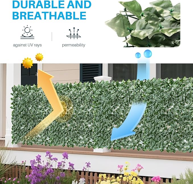 Patio Paradise 58"x20"-1Pc Faux Ivy Fence Privacy Screen Artificial Greenery Wall Backdrop,Fake Grass Wall Panels for Outside Apartment Balcony,Vine Leaf Decor for Outdoor Patio Chain Link