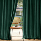 MIULEE Non-See-Through Privacy Linen Curtains 2 Panels, Christmas Emerald Green Light Filtering Window Curtains Textured Back Tab Semi Sheer Drapes for Bedroom Living Room, 52 x 84 Inches Long