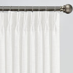 White Linen Pinch Pleated Semi Sheer Curtains 2 Panels 130 Inches Long, Back Tab with Hooks, Window Treatment Curtains for Living Room 42 Inch Wide
