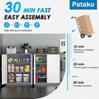 Pataku Metal Storage Cabinet, Garage Cabinet with Doors and Shelves 36" Hx32 Wx16 D, Steel Lockable File Cabinets for Office, Home, Garage, Basement, Industrial, White Grey