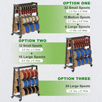SELEWARE Heavy-Duty 8-Rod Wire Spool Rack – 400lb Capacity Cable Caddy & Dispenser with Locking Wheels, Adjustable Spool Rods for Electrical, Industrial & Retail Use