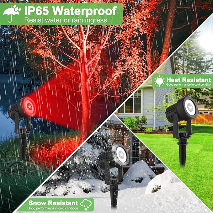 Solar Spotlights Outdoor Waterproof, RGB Landscape Spotlights, Christmas Decorative Solar Spot Lighting for Garden, Yard, Pathway, Lawn, Poolside, Party, 2-in-1 Mounted (RGB, 4 Pack)