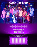 50W LED Black Lights IP66 Waterproof Black Light Outdoor with 5.9ft Plug+Switch, Flood Blacklight for Halloween Glow in The Dark Party Stage Light Neon Glow Birthday 4 Pack
