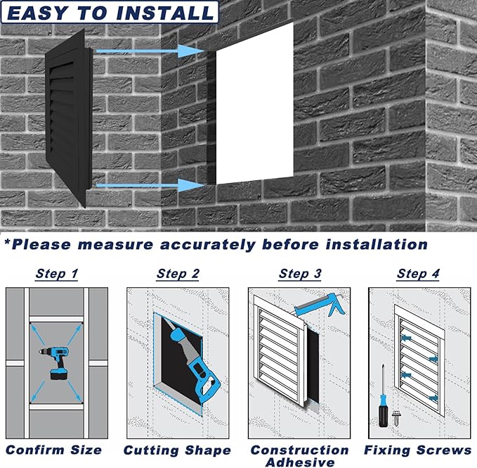 20"*20" Gable Vent,Aluminum Alloy Wall Vent Shed Vents,with Removable Strainer and 180 Degree Opening Angle.Ideal for Attic,Shed,Garage,Play House,Coop.[Inside Dimensions:17.7"w X 17.7"h]-Black 2 Pack
