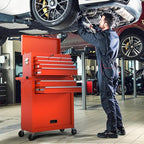 8-Drawers Large Tool Chest, 2-in-1 Detachable Garage Rolling Tool Box Metal Tool Storage Cabinet Removable Lockable Tool Cart with Wheels and Drawers