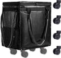 (Medium) Fanwoli Reusable Grocery Bag on Wheels with Upgraded Wrinkle-Resistant Fabric | Enhanced Stability Wheels & Extended Handle | Foldable Shopping Trolley for Laundry, Carries Up to 66 L