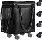 (Medium) Fanwoli Reusable Grocery Bag on Wheels with Upgraded Wrinkle-Resistant Fabric | Enhanced Stability Wheels & Extended Handle | Foldable Shopping Trolley for Laundry, Carries Up to 66 L