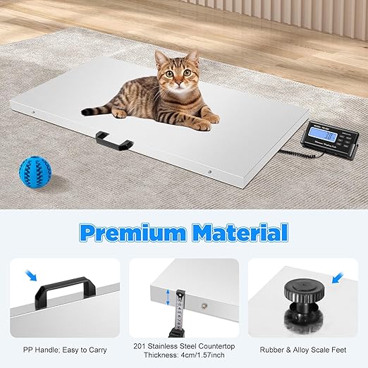 Dog Scale,1100Lbs Digital Livestock Scale,Large Pet Vet Scale,Stainless Steel Platform Electronic Postal Shipping Scale for Heavy Duty Large Hog Sheep Goat Pig Sheep 500 KG