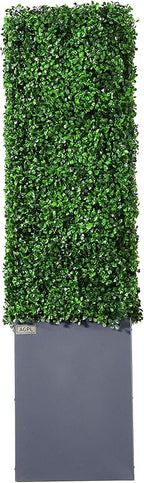 AGPL Upgraded Artificial Boxwood Hedge Wall with Gray Color Planter,Room Divider and Privacy Wall Backdrops Outdoor Privacy Fence for Patio,Balcony,Restaurant,Garden,Party Décor (48" H 48" W 12" D)