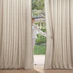 MIULEE Non-See-Through Privacy Linen Curtains 2 Panels, Light Filtering Window Curtains Farnhouse Textured Back Tab Semi Sheer Drapes for Bedroom Living Room, 52 x 96 Inches Long, Taupe