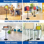 2-Pack 8.5x11 Inch Adjustable Sign Stand & Floor Standing Sign Holder - Pedestal Poster Stand with Vertical & Horizontal View Display for Indoor/Outdoor Business & Store Signage (Black)