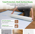 39" x50' Heavy-Duty Floor Protection | Construction Grade Carpet Protector | Drop Cloth Plastic Film for Hardwood Floors | Waterproof Painters Covering with No Residue(Ice Blue)