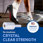International Plastics Co. 18" Plastic Stretch Film/Wrap 1200ft 500% Stretch Clear Cling Durable Adhering Packing Moving Packaging Heavy Duty Shrink (5" Products, 8 Pack)