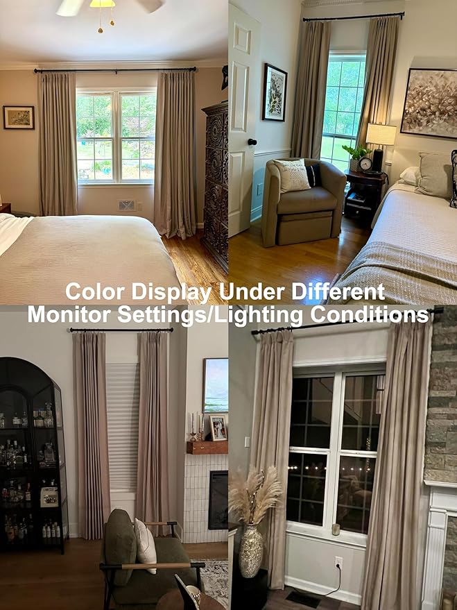 Vision Home Sand Pinch Pleated Full Blackout Curtains Linen Blended Room Darkening Window Curtains 112 inch for Living Room Bedroom Thermal Insulated Pinch Pleat Drapes with Hooks 60" Wx112 Lx1