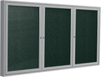 Ghent 48"x72" 3-Door Outdoor Enclosed Vinyl Bulletin Board, Shatter Resistant, with Lock, Satin Aluminum Frame - Ebony (PA34872VX-183), Made in the USA