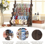TOPNEW 5 Tier Wooden Bracelet Holder, Scrunchie Bangle Watch Necklace Display Storage Jewelry Holder Stand Display Organizer, Brown
