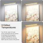 Picture Lights for Paintings Plug in, 16" Adjustable LED Gold Picture Light Art Light, Remote Control Gallery Painting Wall Light for Picture Display Dartboard Art Work (Gold)