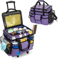 LoDrid Rolling Cleaning Caddy with Lid, Cleaning Supplies Organizer with Detachable Trolley, Cleaning Caddy Cart on Wheels with Handle and Shoulder Strap for Housekeepers, Purple, Bag Only