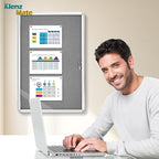 36"x24" Enclosed Bulletin Board Tamper-Proof Dispaly Case,Grey Fabric&Aluminium Frame,Shatter Resistant Lockable Bulletin Board with Clear Acrylic Door for School,Office,Mall,Community,Hospital,Church