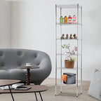 FDW 6 Tier Wire Shelving 17L x 12W x 64H Pantry Shelves Storage Rack Shelving Units Adjustable Metal Shelves for Kitchen Commercial Garage Small Places,Chrome