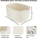 Large Rectangle Blankets Basket Living Room 22"x17"x12" Woven Cotton Rope Storage Baskets for Nursery Toy Baskets for Kids and Dogs Wicker Laundry Basket Bin for Clothes Towels white