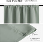 PONY DANCE Sage Green Short Window Curtain Panels 30 inch Long - Rod Pocket Room Darkening Drapes for Dorm Storage Door Kitchen Basement Farmhouse Decor, W 42 x L 30 inches, 2 Panels