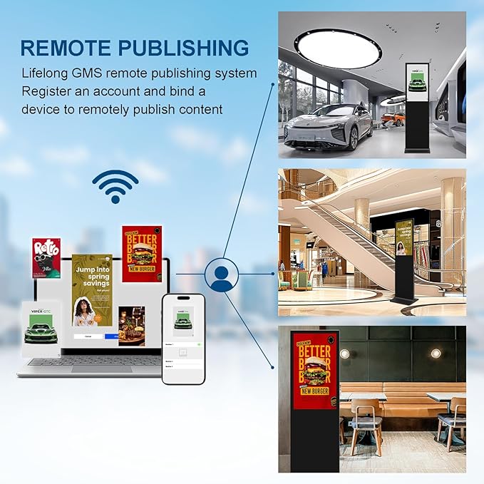 43 in Digital Signage Capacitive Touch Digital Signage Displays,with WiFi USB/APP Software Input Digital Signage Kiosk, Android 11 Digital Signage Player