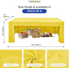 HolidayIdeas Open Back Fitted Tableclothss for 4 Foot Rectangle Table, Wrinkle Resistant Washable Table Covers 24x48 Inch for Craft Fairs, Banquets, Trade Show Display, Yellow,4 Pcs